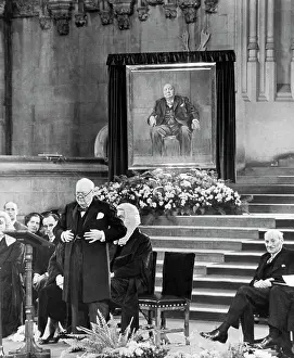Prints of (Original Caption) 12/1/954- London, England: Churchill addresses parliament A Quiet Strength: A Leader Who Shaped Modern Britain: Churchill Speaking At 80Th Birthday