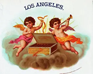 Trumpet Prints: Cigar Box Label W/Two Trumpeting Angels