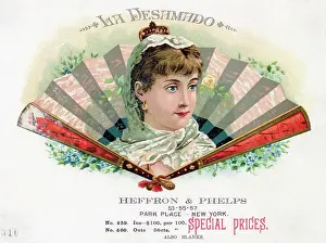Cigar Box Label With Woman In Fan
