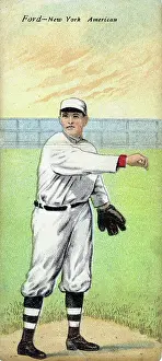Prints of Metamorphic baseball card (from the American Tobacco Company's Mecca brand cigarettes) features baseball player Russ Ford, of the New York Yankees, 1911 Step Back in Time with Iconic Collectible Cards: Cigarette Card Of Russ Ford