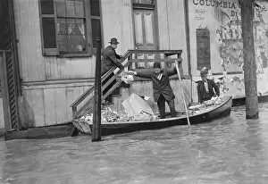 Emergency Prints: Cincinnati Flood. Food & Things In Boat