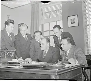 CIO Heads Listening to Roosevelt Speech Before Pledging Support in War