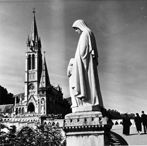 Circa 1955: The Basilica at Lourdes