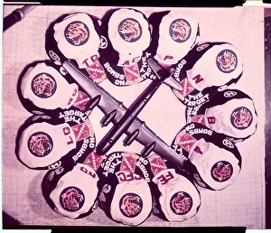 Circular Arrangement of Military Caps and Airplane