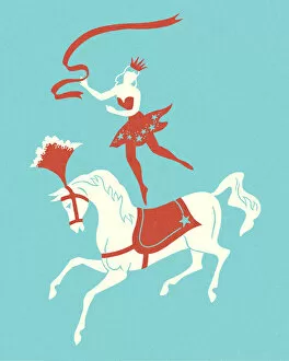 Horseback Riding Collection: Circus Lady Riding Horse