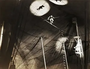 Tightrope Prints: Circus Performer Walking Tightrope