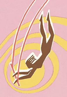 Circus woman on trapeze