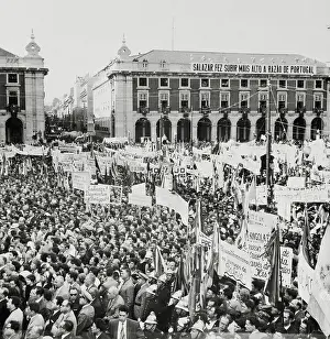 Lisbon Prints: Citizen's Protesting Outside the Praca do Comercio Building