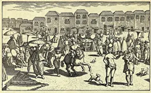Frankfurt Prints: Citizens Shopping at Marketplace