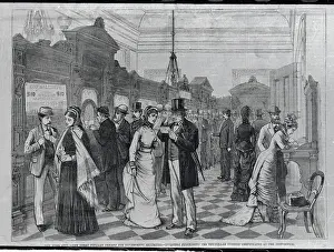 Banking Prints: Citizens Standing at Bank for Transactions