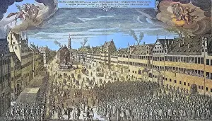 The City of Augsburg pays homage to Gustavus Adolphus of Sweden, Bavaria, Germany, Gustavus II Adolphus, 1594, 1632, Historical, digitally restored reproduction from a 19th century original