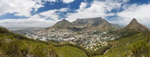 The City of Cape Town with Table Mountain and Lions Head on a Clear Day, Cape Town, Western Cape Province, South Africa