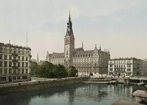 City Hall Collection: City Hall with Alster, Hamburg, Germany, Historic, Photochrome print from the 1890s
