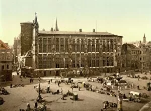 City Hall Collection: City Hall and Market Place of Aachen, North Rhine-Westphalia, Germany, Historic