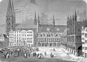 City Hall Collection: City Hall and St. Mary's Church and Hospital to the Holy Spirit, Luebeck, Market Square