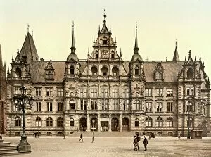 City Hall Collection: City Hall in Wiesbaden, Hesse, Germany, Historic, digitally restored reproduction of a