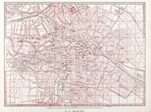 Images Dated 15th July 2014: City Map of Berlin downtown Germany from 1870