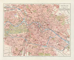 Images Dated 30th March 2018: City map of Berlin, Germany, lithograph, published in 1897