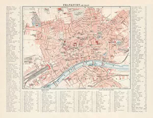 Hesse Gallery: City map of Frankfurt am Main, Hesse, Germany, lithograph, 1897