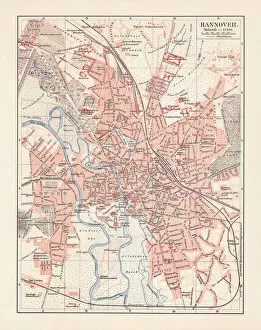 Images Dated 24th July 2018: City map of Hannover, Lower Saxony, Germany, lithograph, published 1897