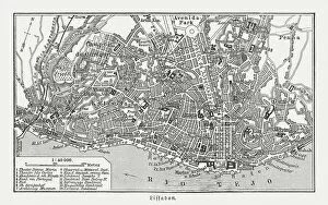 Images Dated 11th October 2018: City map of Lisbon, capital of Portugal, woodcut, published 1897