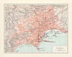 Images Dated 26th October 2018: City map of Naples (Italian: Napoli), Italy, lithograph, published 1897
