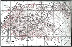 Concept Image Prints: City map of Strasbourg in 1885
