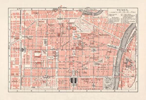 Images Dated 17th February 2019: City map of Turin (Torino), Italy, lithograph, published in 1897