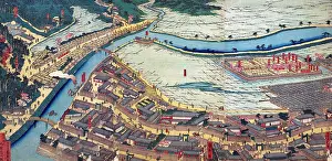 Wharf Prints: City Scape by Birds eye of Yokohama