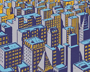 Illustration And Painti Gallery: City Skyline in Blue