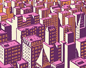 Illustration And Painti Gallery: City Skyline in Pink