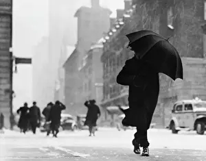City street during snow storm