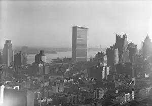 Exterior Space Prints: Cityscape, (B&W), elevated view