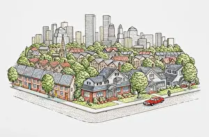 Financial District Prints: Cityscape including financial and residential districts