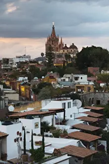 San Miguel De Allende Prints: Cityscape with parish church