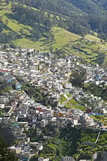 Cityscape, view from the El Panecillo hill to the San Diego neighbourhood, historic centre, Quito, Pichincha Province, Ecuador