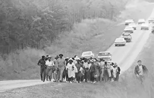 Civil Rights Marchers On Highway