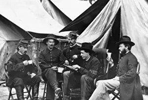 1860s Prints: Civil War Hospital Staff Relax By Tent