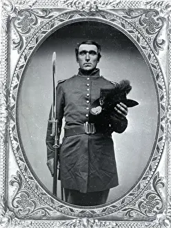 Period Prints: Civil War Soldier In Uniform With Frame
