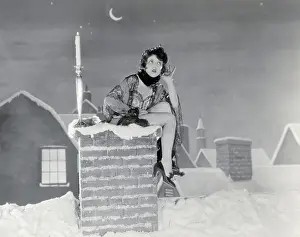 Nightgown Prints: Clara Bow Sitting On Chimney For Santa
