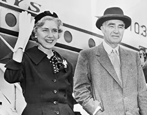 Henry R Prints: Clare Boothe Luce and Her Husband Arriving at the Airport