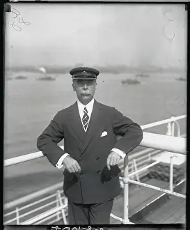 Clarence MacKay Standing on Ship's Deck