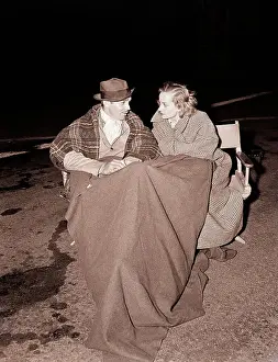 Blanket Prints: Clark Gable and Carole Lombard Chat in Cold Parking Lot