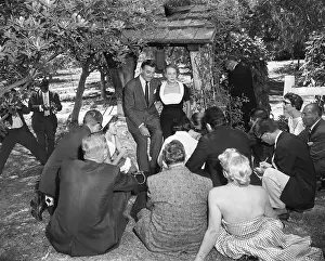 Clark and Kay Gable with Reporters