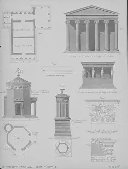 Prints of Illustrated examples and cross sections of Classical Greek architecture, including monuments and temples, circa 710-650 BC. (Photo by (F. Lewis/Archive Photos/Getty Images) Urban Echoes of America’s Golden Age: Classical Greek Architecture