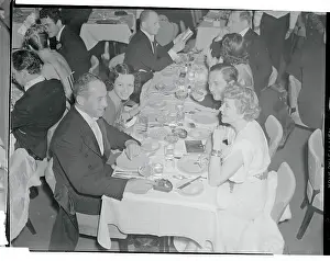 Claudette Colbert Having Dinner on First Nigh