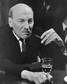 Clement Attlee Relaxing with Pipe and Sherry