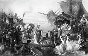 Myth Prints: Cleopatra Sails Ashore To Meet Anthony