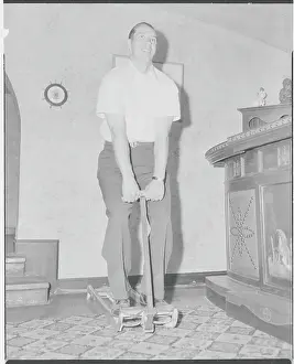 Cleveland Baseball Official Bob Feller Using Exercise Machine