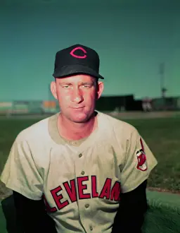 Cleveland Indians Bob Lemon Kneeling in Uniform